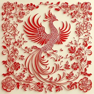 红凤凰花纹图案