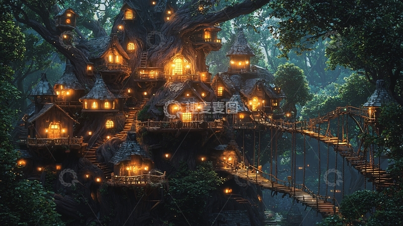 高清大图下载【趣麦麦图】树上村庄