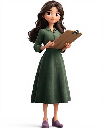 绿色连衣裙卡通女孩