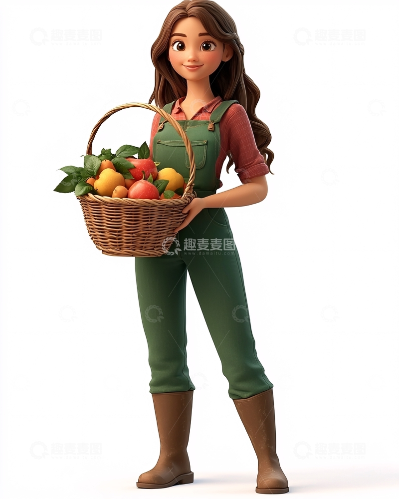 高清大图下载【趣麦麦图】卡通农家女