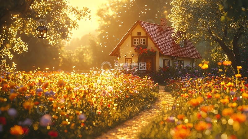 高清大图下载【趣麦麦图】阳光森林小屋