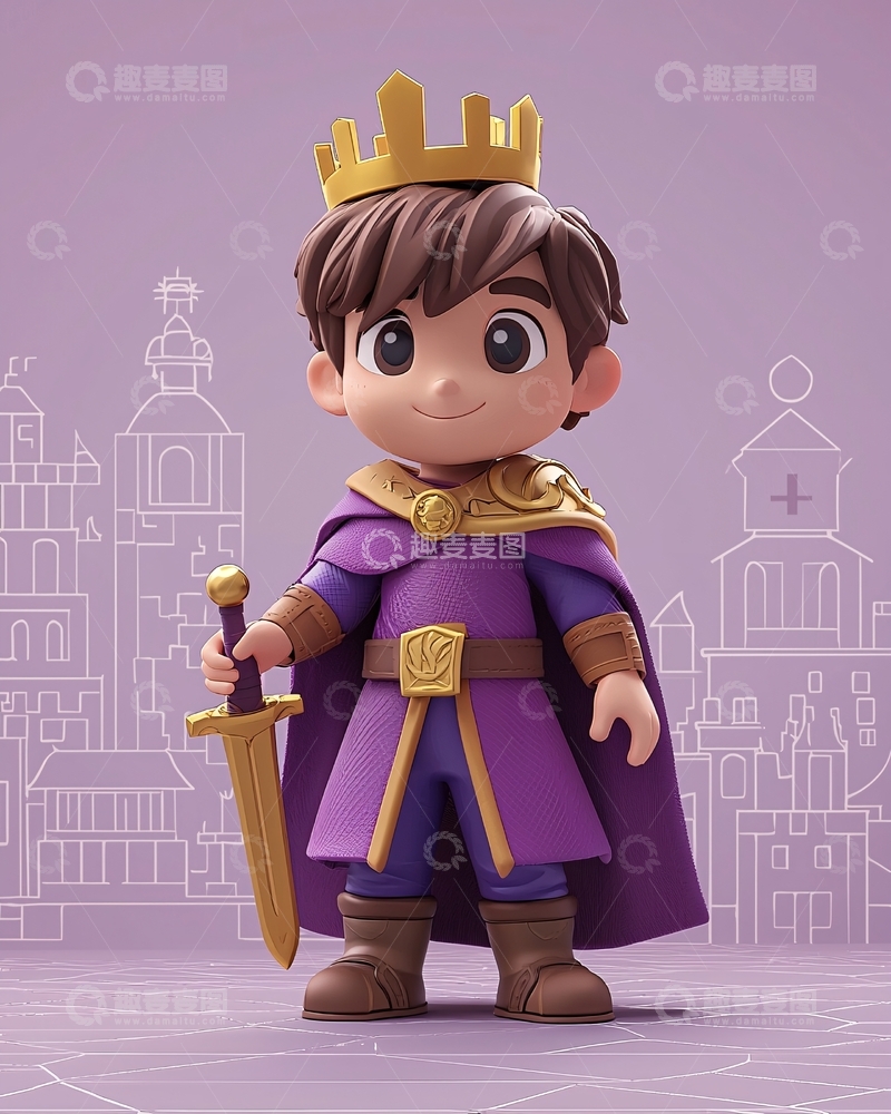 高清大图下载【趣麦麦图】卡通小国王