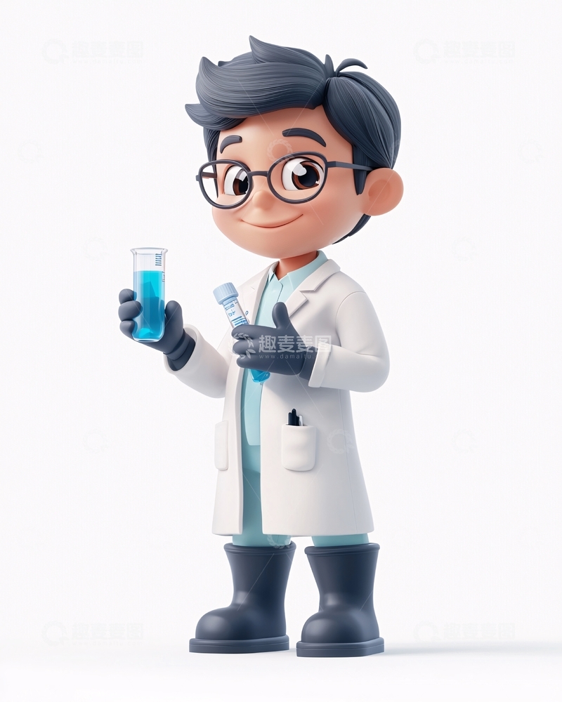 高清大图下载【趣麦麦图】卡通小科学家