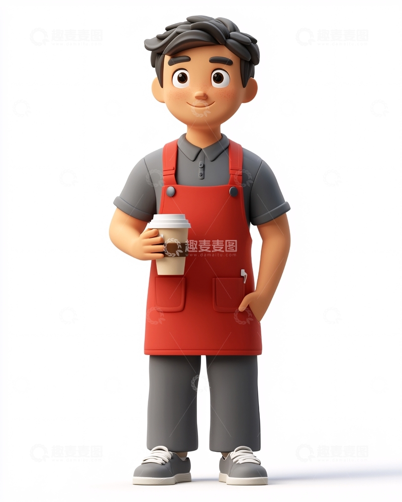 高清大图下载【趣麦麦图】卡通咖啡师