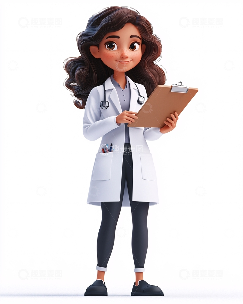 高清大图下载【趣麦麦图】卡通女医生