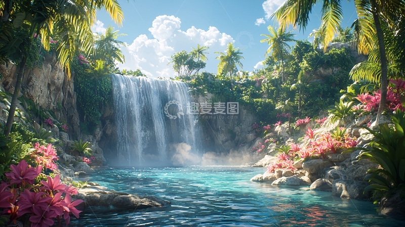 高清大图下载【趣麦麦图】热带瀑布天堂