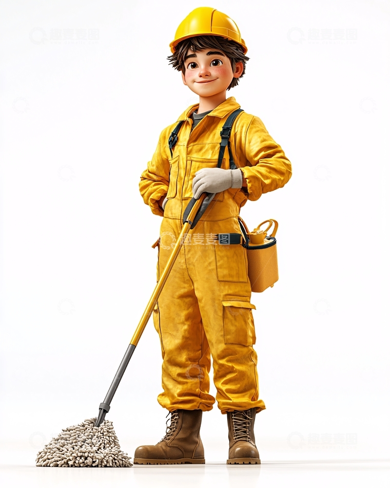 高清大图下载【趣麦麦图】卡通清洁工