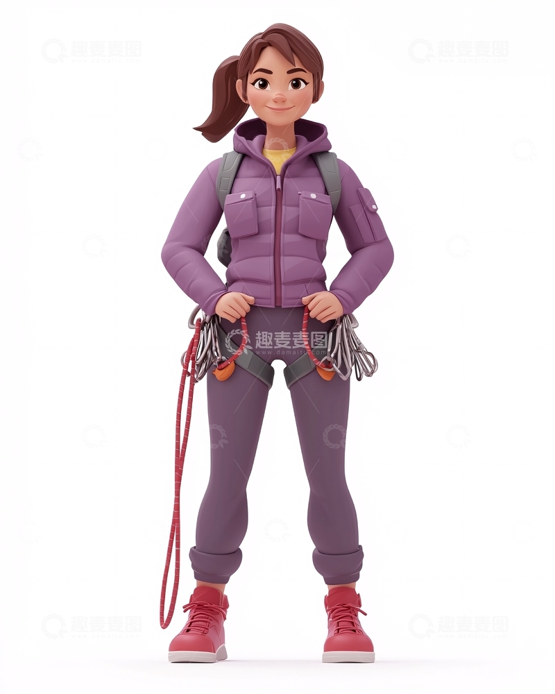高清大图下载【趣麦麦图】卡通攀岩女孩