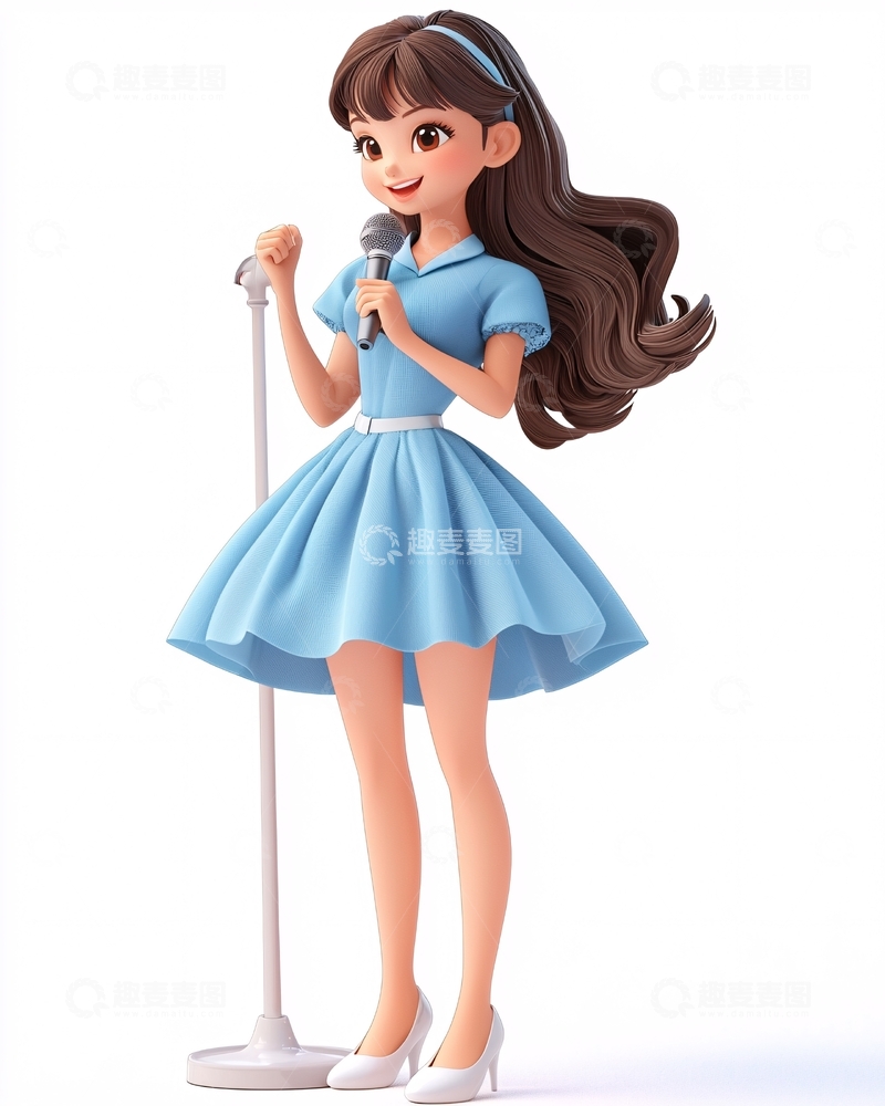 高清大图下载【趣麦麦图】甜美卡通女孩唱歌