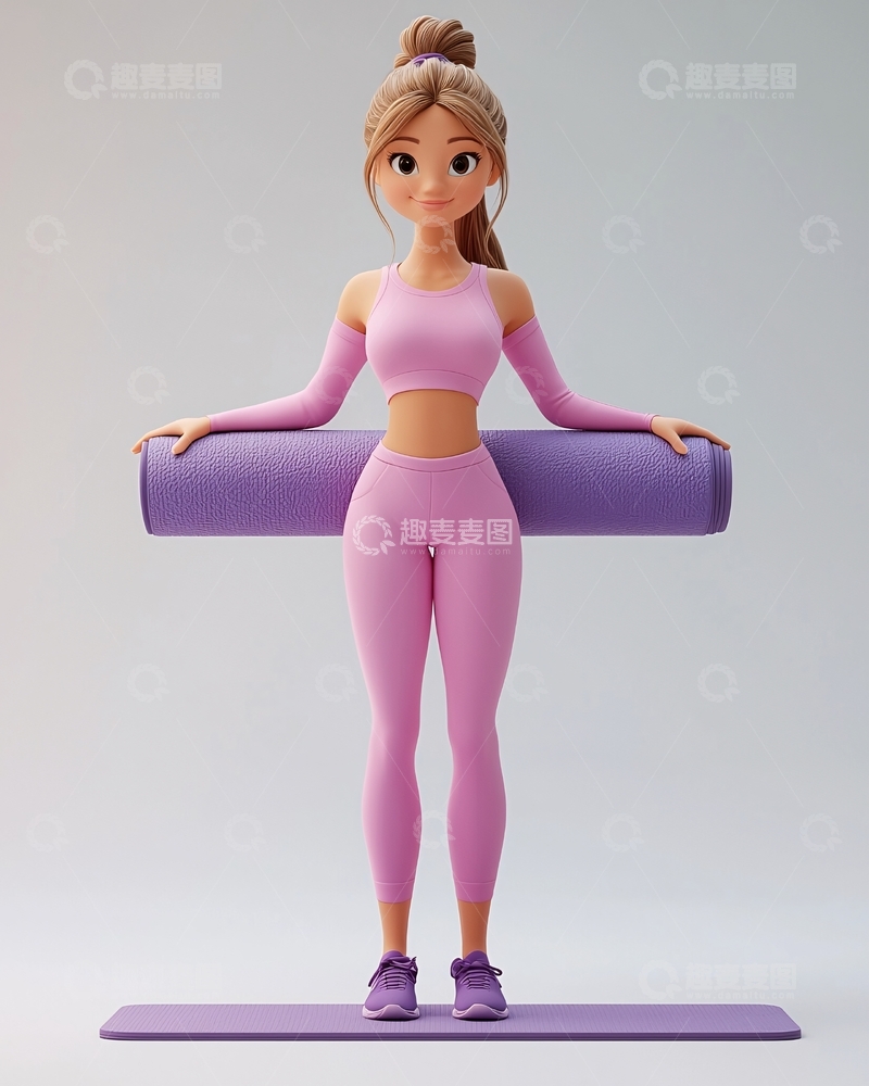 高清大图下载【趣麦麦图】卡通健身女孩