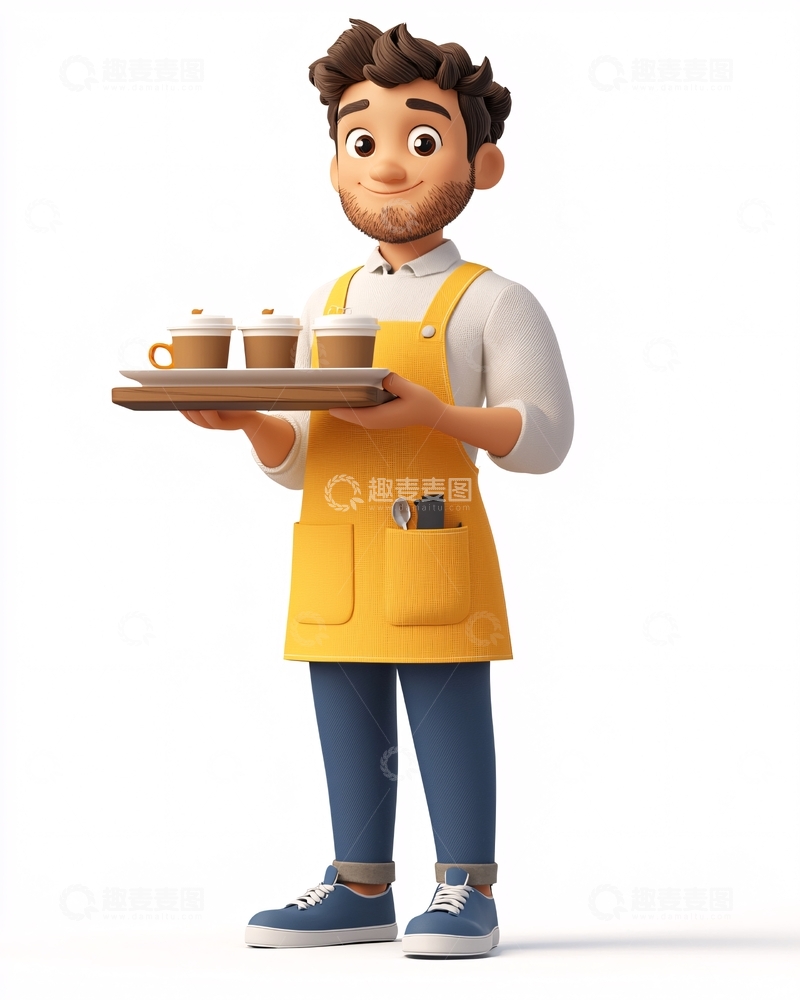 高清大图下载【趣麦麦图】卡通咖啡师