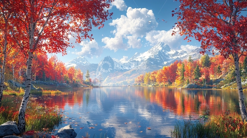 高清大图下载【趣麦麦图】秋日湖光山色