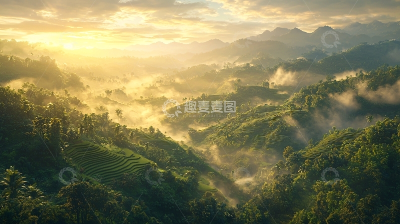 高清大图下载【趣麦麦图】日出山峦云海