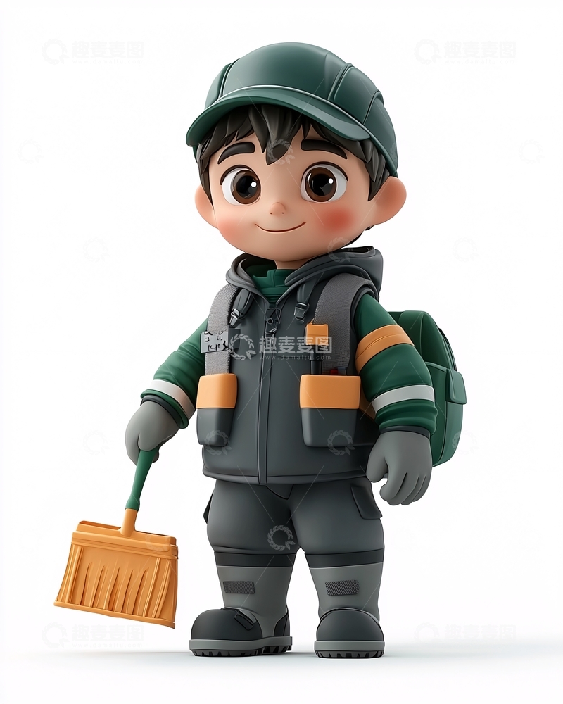 高清大图下载【趣麦麦图】卡通清洁工