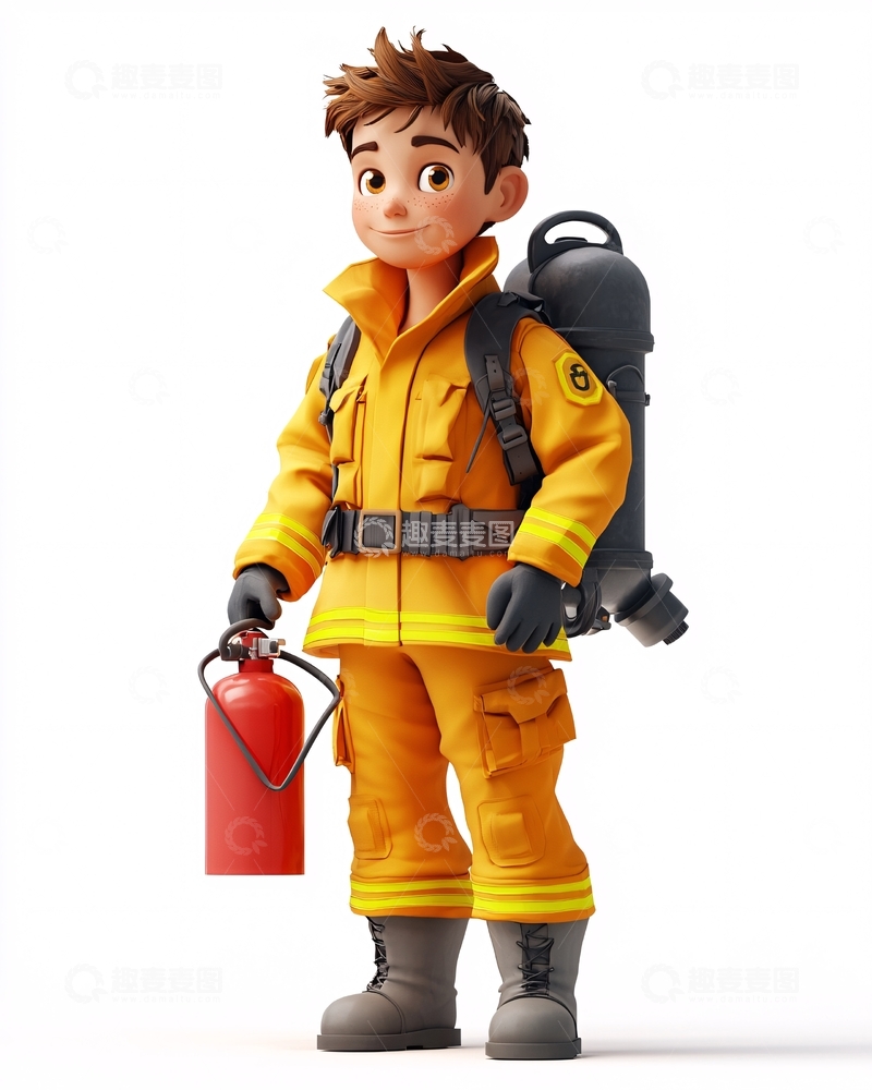 高清大图下载【趣麦麦图】卡通消防员