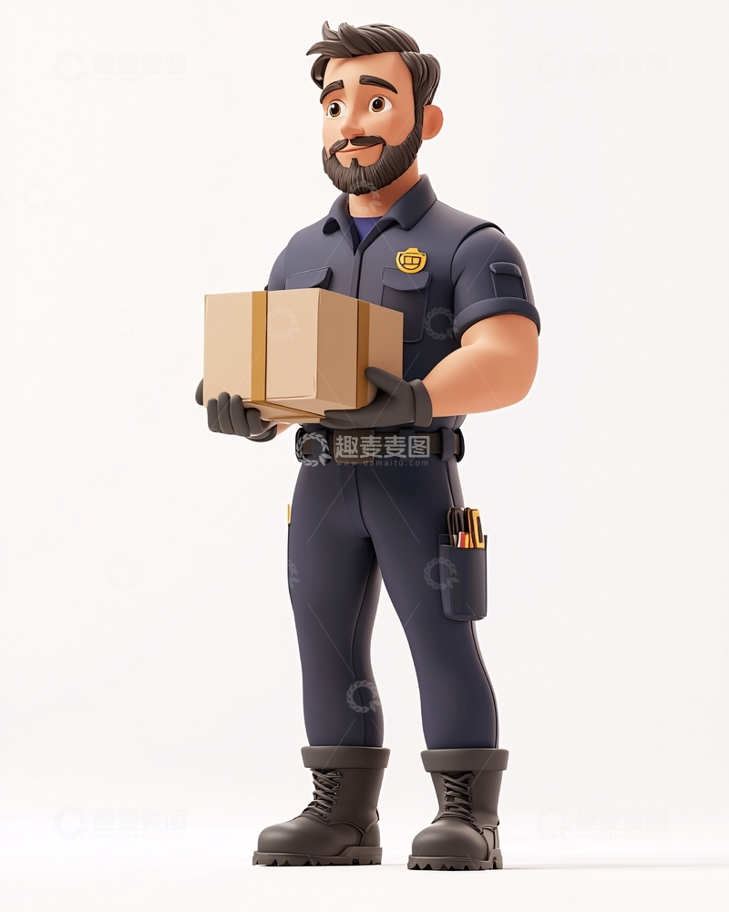 高清大图下载【趣麦麦图】卡通保安