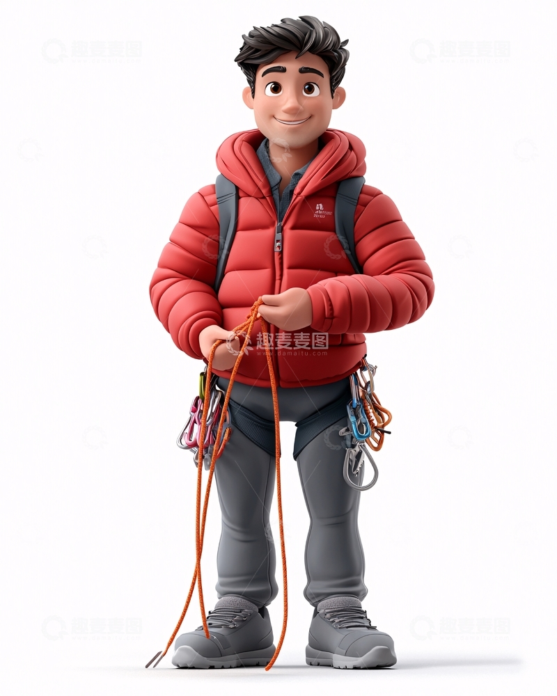 高清大图下载【趣麦麦图】卡通攀岩人物