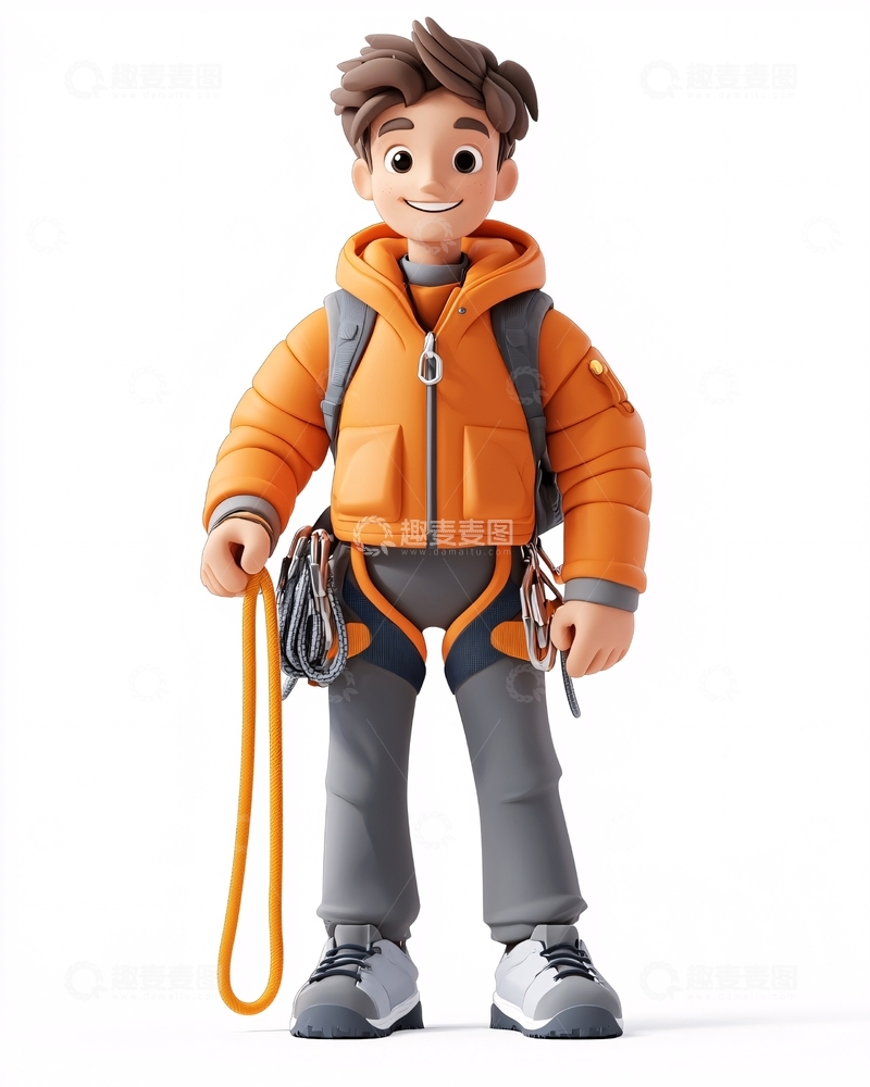 高清大图下载【趣麦麦图】卡通攀岩男孩
