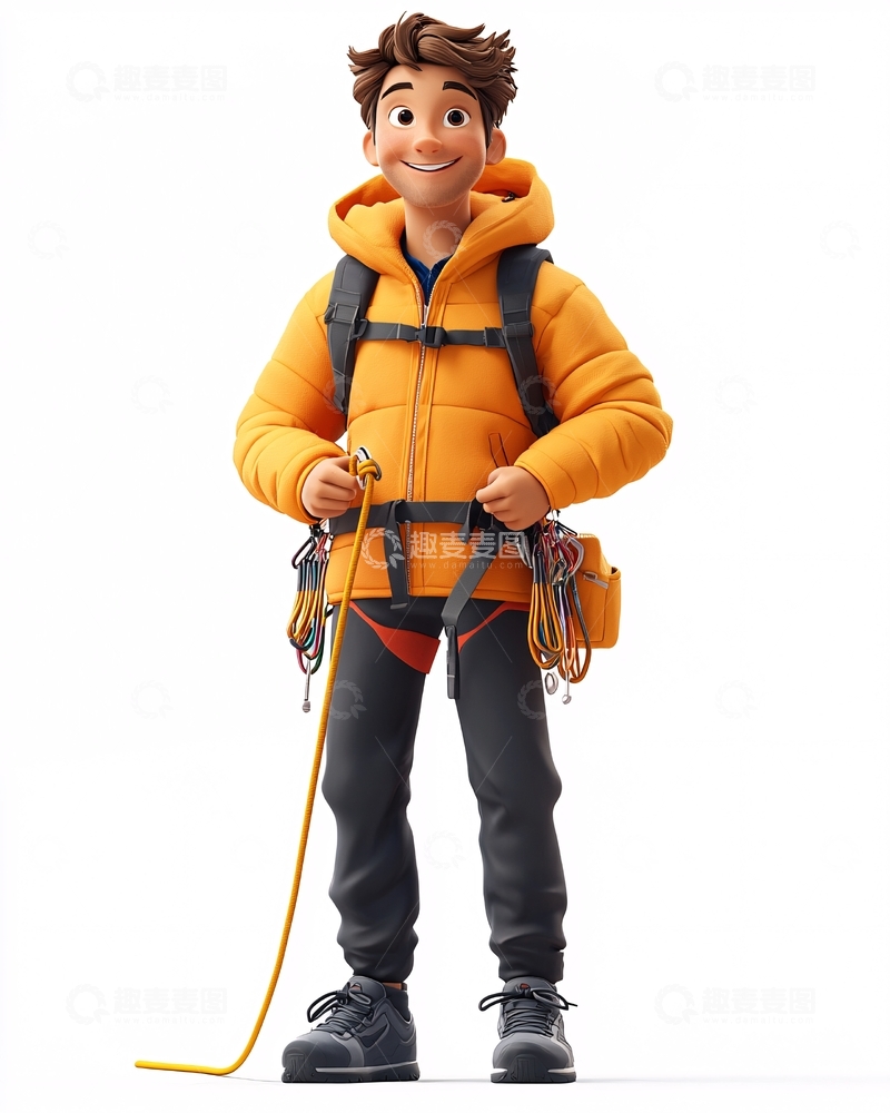 高清大图下载【趣麦麦图】卡通登山少年