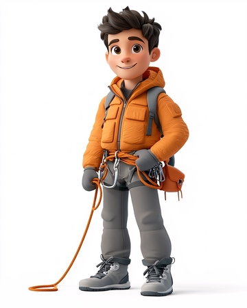 卡通攀岩男孩