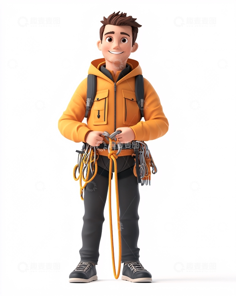 高清大图下载【趣麦麦图】卡通攀岩者