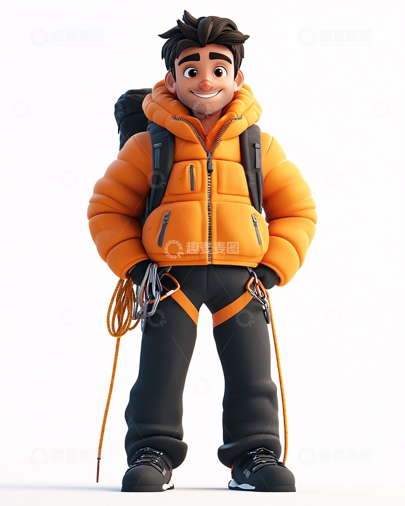 高清大图下载【趣麦麦图】卡通登山者