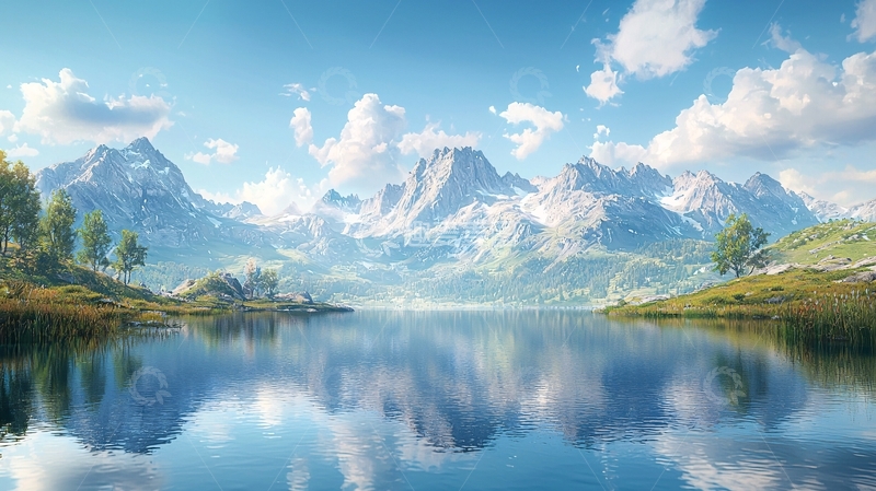 高清大图下载【趣麦麦图】雪山湖泊风景