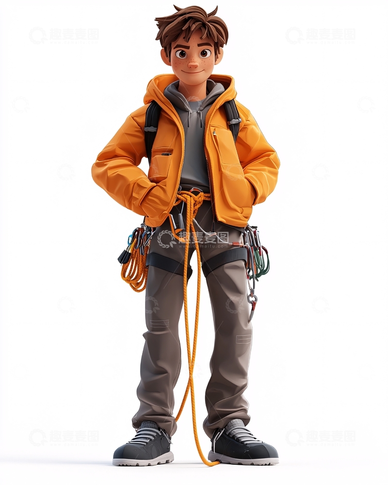 高清大图下载【趣麦麦图】卡通攀岩男孩