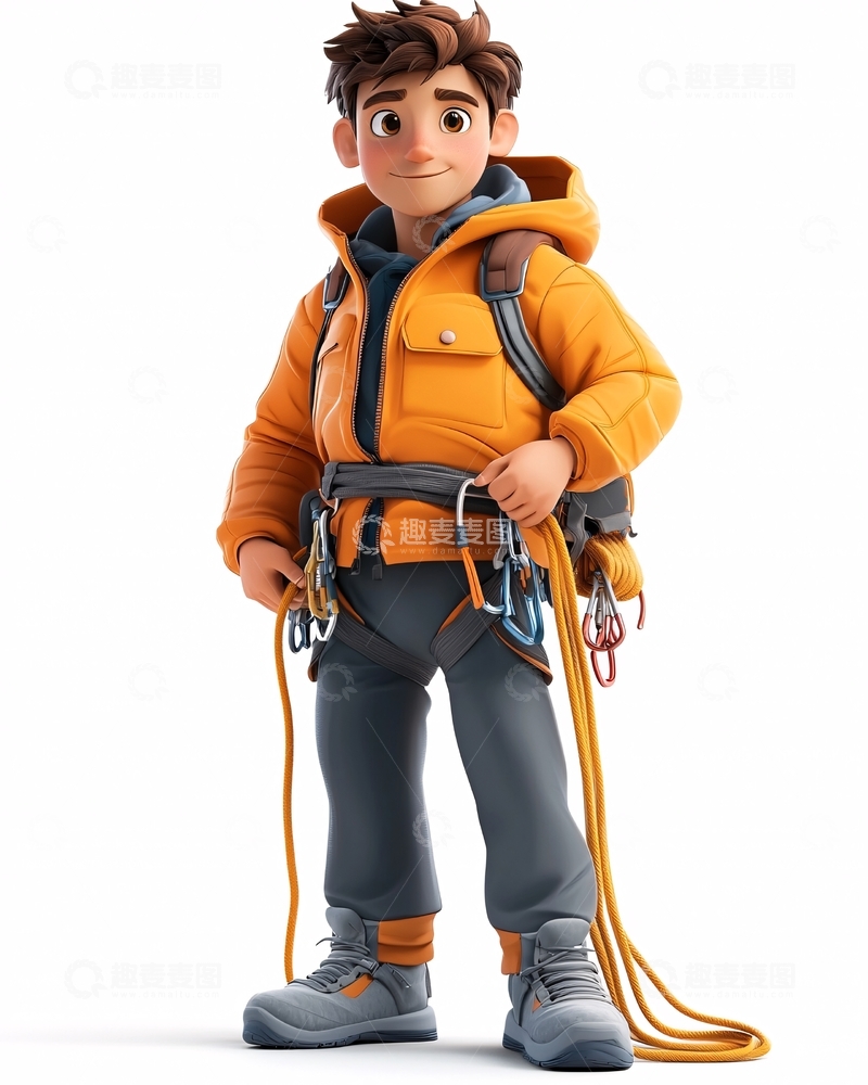高清大图下载【趣麦麦图】穿着橙色外套的卡通男孩