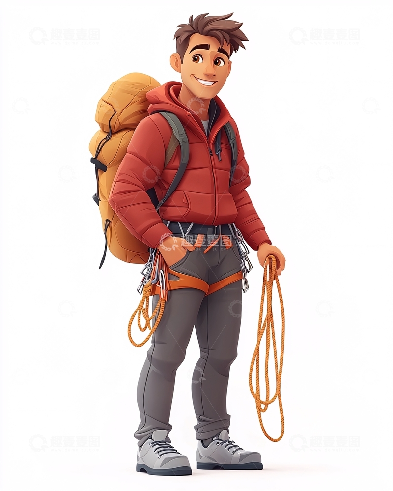 高清大图下载【趣麦麦图】卡通登山者