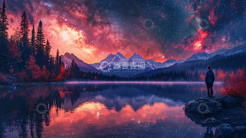 高清大图下载【趣麦麦图】星空倒影