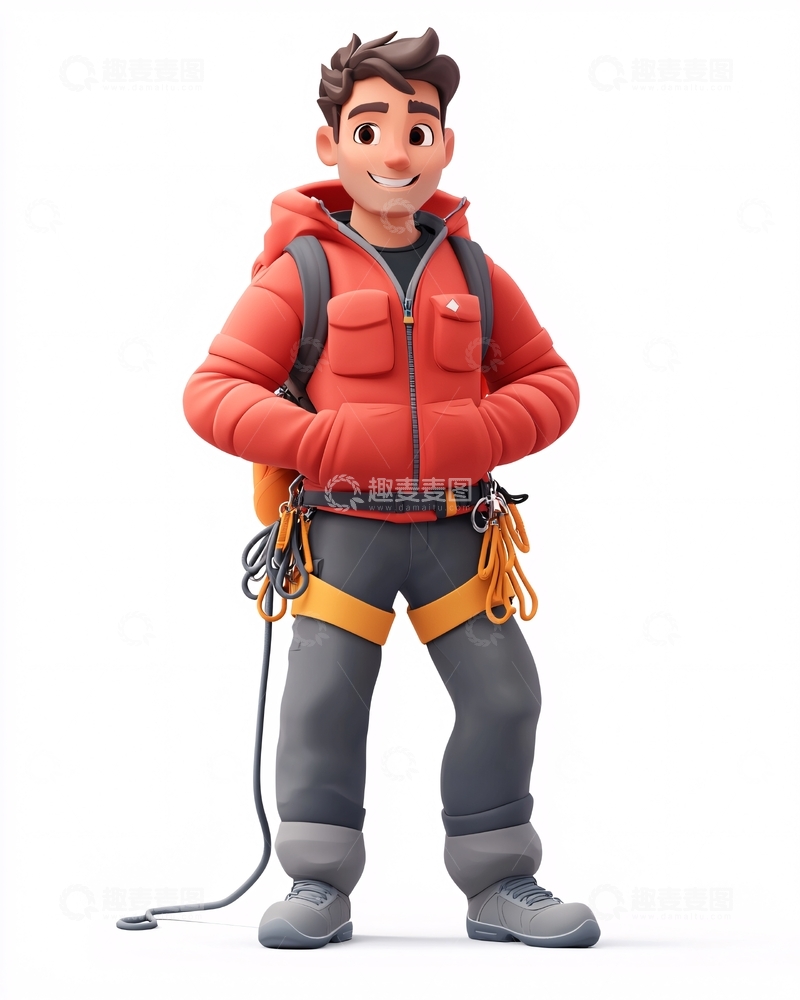 高清大图下载【趣麦麦图】卡通登山者