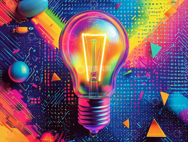 高清大图下载【趣麦麦图】彩色霓虹灯泡