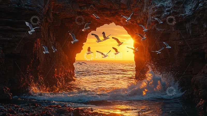 高清大图下载【趣麦麦图】海蚀洞