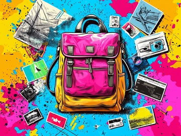 彩色背包旅行素材