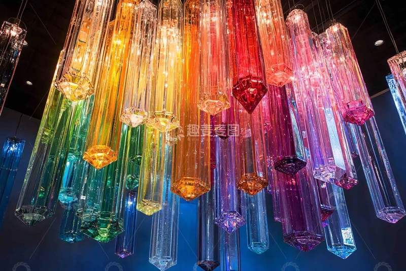 高清大图下载【趣麦麦图】彩色水晶吊灯