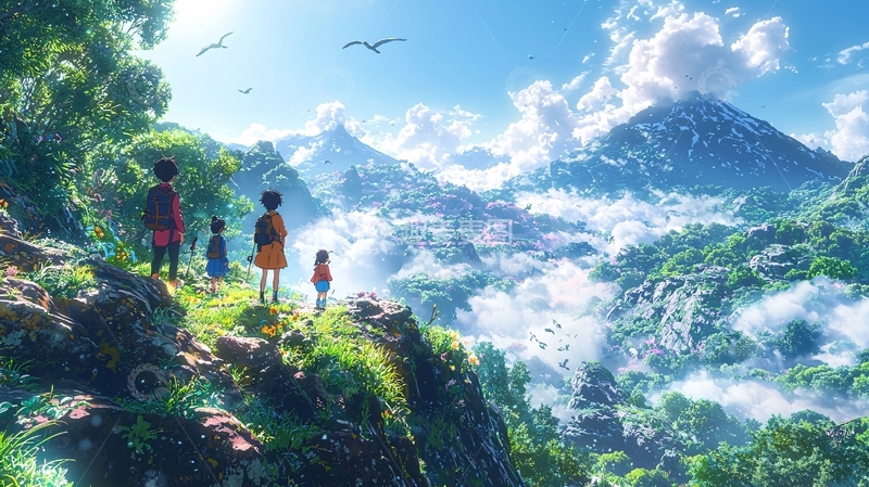 高清大图下载【趣麦麦图】山顶眺望远山风景