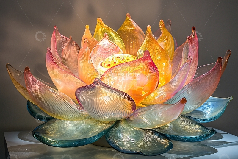 高清大图下载【趣麦麦图】彩色玻璃莲花灯