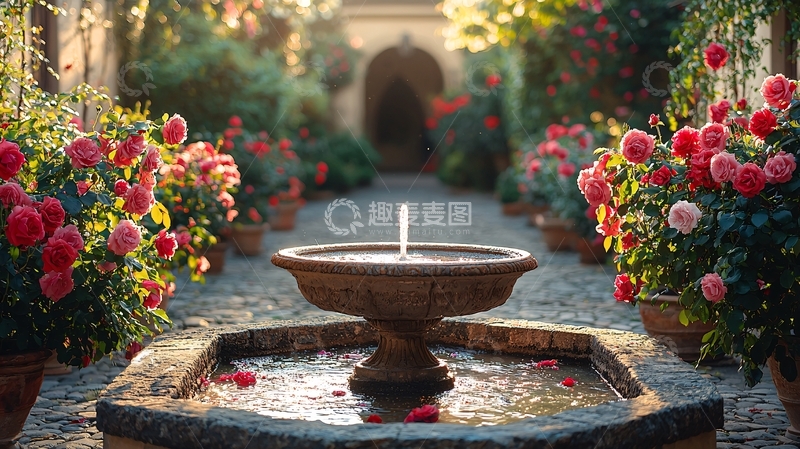 高清大图下载【趣麦麦图】花园喷泉