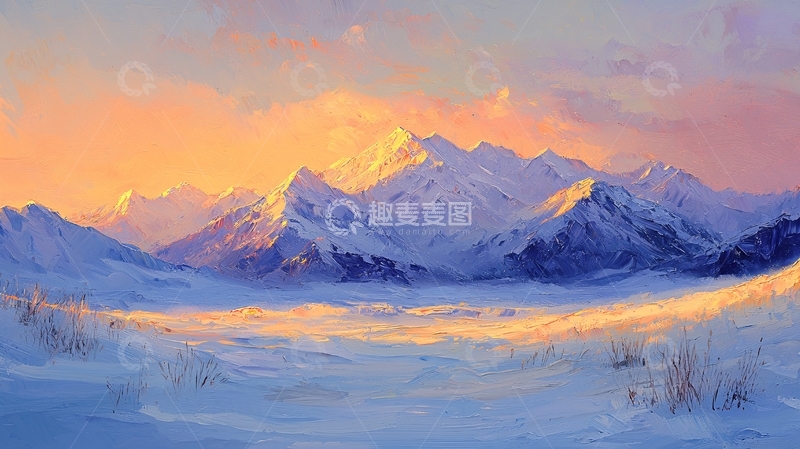 高清大图下载【趣麦麦图】雪山日出89