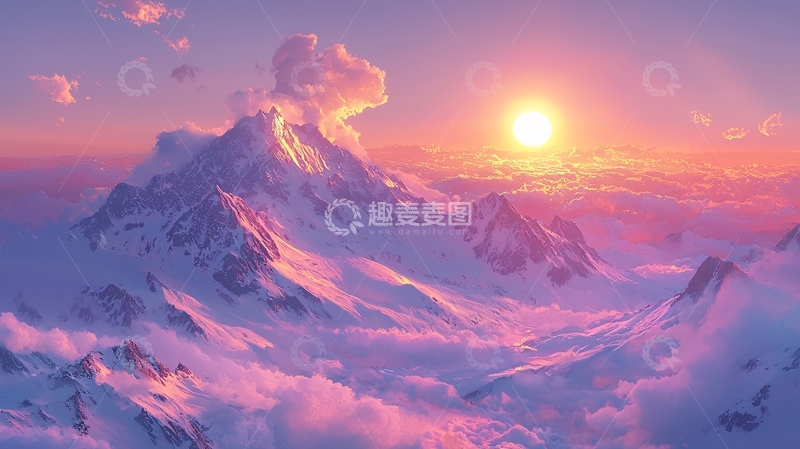 高清大图下载【趣麦麦图】雪山日出90