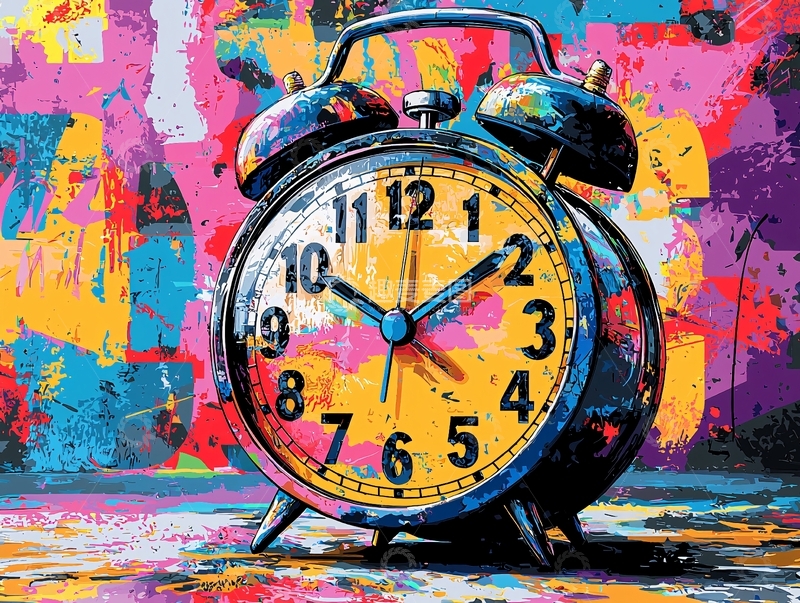 高清大图下载【趣麦麦图】彩色涂鸦闹钟