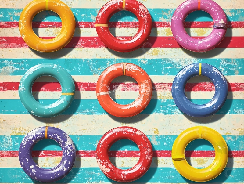 高清大图下载【趣麦麦图】彩色救生圈