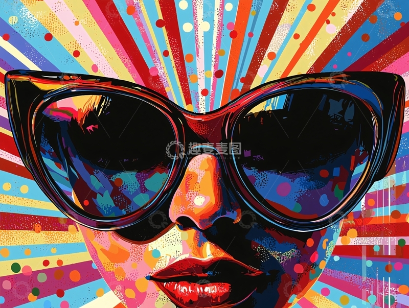 高清大图下载【趣麦麦图】彩色眼镜女郎