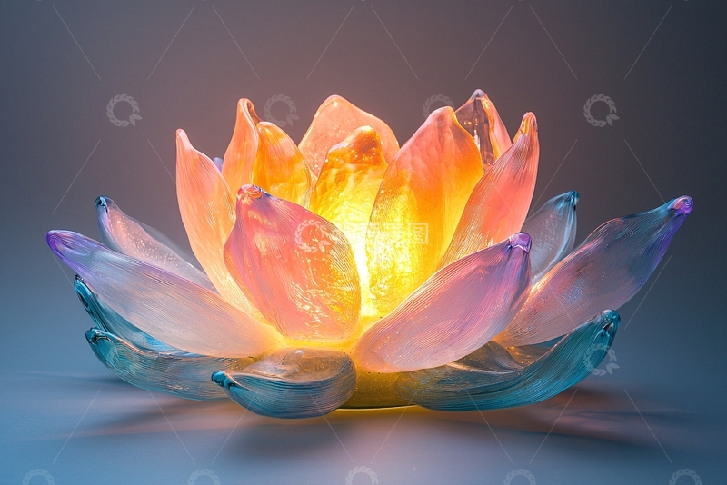 高清大图下载【趣麦麦图】彩色玻璃莲花灯