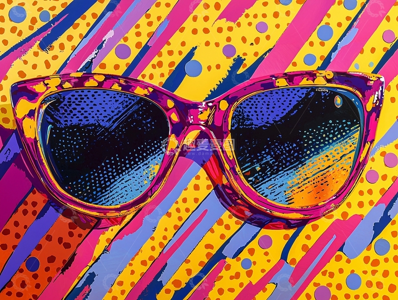 高清大图下载【趣麦麦图】彩色豹纹墨镜