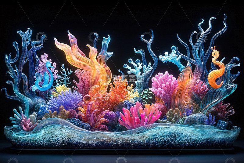 高清大图下载【趣麦麦图】梦幻多彩海底珊瑚礁