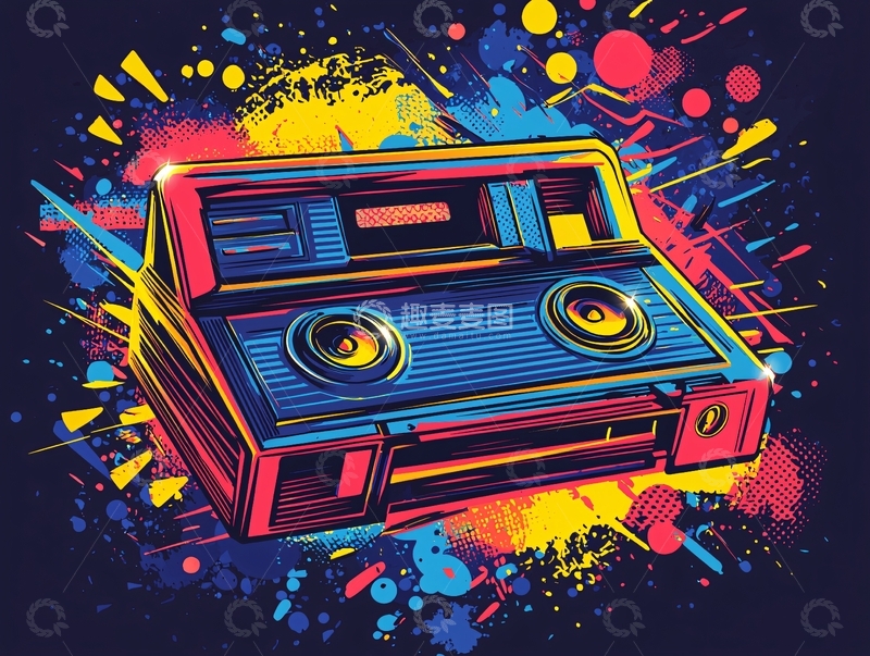 高清大图下载【趣麦麦图】复古相机泼墨