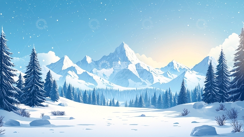 高清大图下载【趣麦麦图】冬日雪山风景图