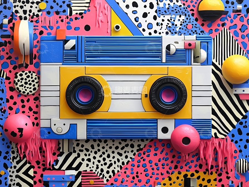 高清大图下载【趣麦麦图】复古磁带